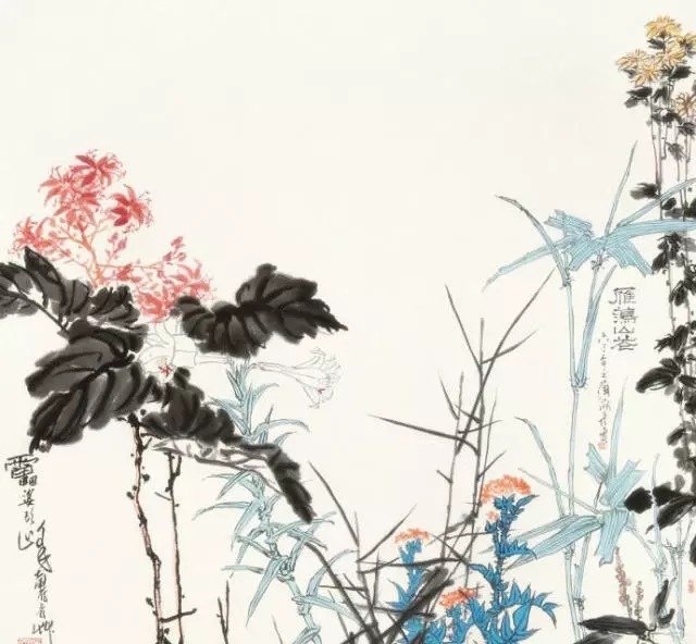 潘天寿 雁荡山花图轴 122cm 121cm1963年作